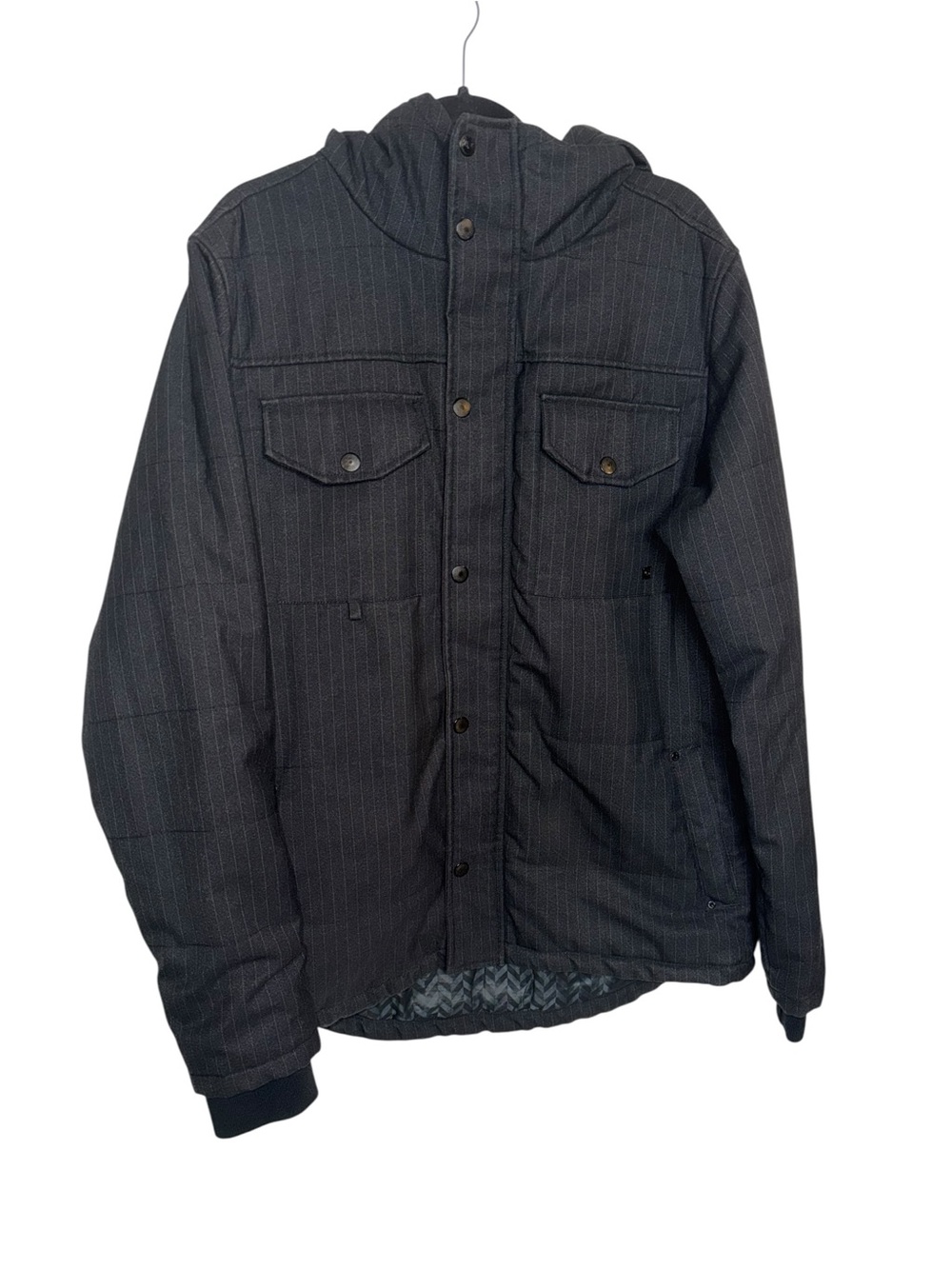 Element Wolfeboro Men’s Large Hooded Pinstripe Jacket Black Skate Streetwear